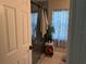 Bathroom featuring a glassed in shower with grey tile, a modern vessel sink, and neutral colored floors at 2069 Overbrook Ln, Spring Hill, FL 34606