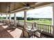 Covered outdoor patio featuring comfortable seating with golf course view at 5047 Summit View Dr, Brooksville, FL 34601