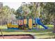 Colorful playground structure with a slide, providing a fun and engaging recreational area for children at 560 Baywood N Dr, Dunedin, FL 34698