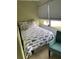Cozy bedroom with lots of natural light, a colorful accent rug and blue fish patterned bedspread at 11201 80Th Ave # 305, Seminole, FL 33772