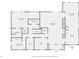 Detailed first floor layout featuring an open-concept design with living room, primary bedroom, and kitchen at 16573 Hutchison Rd, Odessa, FL 33556