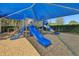 Community playground under a canopy provides shaded play space with slides and climbing structures at 30280 Southernwood Ct, Wesley Chapel, FL 33543