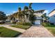 Charming coastal home with mature palm trees, paved driveway, and well-maintained landscaping at 315 Manatee Ln, Tarpon Springs, FL 34689