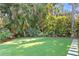 Lush, meticulously landscaped backyard with ample green space creates a private oasis at 4308 W Beach Park Dr, Tampa, FL 33609