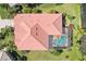 Stunning aerial view of a private home featuring a screened pool and manicured landscaping at 8057 Rio Bella Pl, Bradenton, FL 34201