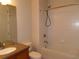 Bathroom vanity with a full tub and shower at 829 Lantern Way # 829, Clearwater, FL 33765