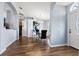 Dining area featuring tile floors, chandelier, modern furniture, an open-plan design, and grey paint at 9826 La Vonda St, Riverview, FL 33569