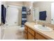 Standard bathroom with shower and bathtub combination, toilet and single sink vanity at 11749 Summer Springs Dr, Riverview, FL 33579