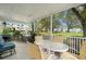 Inviting screened-in porch with patio furniture and views of the manicured lawn at 2379 Finlandia Ln # 21, Clearwater, FL 33763