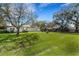 Spacious backyard featuring mature trees, green grass, and ample space for outdoor activities at 4814 Edmund Ct, Dover, FL 33527