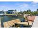 Dock featuring a boat lift and ample space for watercraft with deep water access at 3609 Flamingo Blvd, Hernando Beach, FL 34607