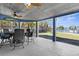 Inviting covered patio featuring stylish seating and serene water views, ideal for outdoor relaxation and entertaining at 3609 Flamingo Blvd, Hernando Beach, FL 34607