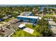 Scenic aerial view of the community center with a playground, rooftop terrace, and surrounding neighborhood at 3926 Indianapolis Ne St, St Petersburg, FL 33703