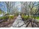 The walking path is lined with mature trees, leading to benches for relaxation at 12406 Bristol Commons Cir, Tampa, FL 33626