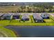 Backyard shot of well-manicured homes that back up to a community lake with plenty of green space at 12730 Oak Hill Way, Parrish, FL 34219