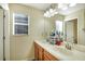 Bathroom featuring double sinks, a large mirror, and cabinets offering convenience for daily use at 20427 Carolina Cherry Ct, Tampa, FL 33647