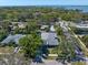 Gorgeous aerial shot of neighborhood featuring mature trees, manicured lawns, and street views at 217 Manatee Rd, Belleair, FL 33756