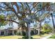 Neighborhood street view showcasing the house with mature oak trees and lush landscaping at 217 Manatee Rd, Belleair, FL 33756