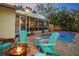 An inviting backyard showcasing a swimming pool, comfortable seating, and a fire pit for outdoor gatherings at 235 Aberdeen St, Dunedin, FL 34698