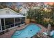 Inviting pool area with a screened porch, creating a serene outdoor oasis with a tropical ambiance at 235 Aberdeen St, Dunedin, FL 34698