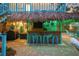 Outdoor tiki bar with a thatched roof, bamboo accents, and seating for entertaining at 235 Aberdeen St, Dunedin, FL 34698