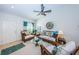 Cozy living room featuring elegant furnishings and a ceiling fan at 2749 Countryside Blvd # 28, Clearwater, FL 33761