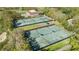 Aerial image showing meticulously kept tennis courts and surrounding greenery at 36750 Us Highway 19 N # 3-210, Palm Harbor, FL 34684