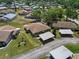 Aerial view of well-maintained homes with carports, green lawns, and mature trees in a vibrant community at 407 Feltham Trl # A, Sun City Center, FL 33573