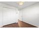The bedroom features hardwood floors, large closet and fresh white paint at 5713 23Rd S Ave, Gulfport, FL 33707