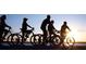 Silhouetted cyclists riding along the shoreline during a picturesque sunset, creating a serene and active scene at 710 Seminole, Clearwater, FL 33755