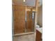 Bathroom featuring a glass enclosed shower, tile surround, and vanity at 10002 Bradwell Pl, Tampa, FL 33626