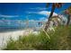 White lifeguard stand on a picturesque beach with clear skies and calm water at 2005 N Pointe Alexis Dr, Tarpon Springs, FL 34689