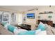 Cozy living room with a TV and comfortable sectional sofa near screened patio access at 2005 N Pointe Alexis Dr, Tarpon Springs, FL 34689