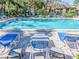 Community pool featuring sun loungers, mature landscaping, and ample space to relax at 226 Woodlake Wynde, Oldsmar, FL 34677