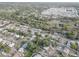 An aerial view of a neighborhood with many houses and condominiums near a tranquil pond with many trees at 7314 Princeton Dr, Hudson, FL 34667