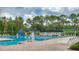 Community pool area featuring a blue slide, lounge chairs, and clear water on a sunny day at 10561 Greencrest Dr, Tampa, FL 33626