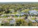 Community aerial featuring lovely homes, streetscapes, and a serene pond at 1489 Dundee Dr, Palm Harbor, FL 34684
