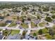 Expansive aerial shot showcasing a home in a serene neighborhood with mature trees and landscaping at 5134 Jenson Ave, Spring Hill, FL 34608