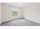 Well-lit bedroom with a large window, neutral walls, and plush gray carpeting, perfect for relaxation at 5134 Jenson Ave, Spring Hill, FL 34608