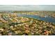 Wide angle aerial view featuring waterfront homes, boat docks, and easy access to the Gulf at 5910 La Rosa Ln, Apollo Beach, FL 33572