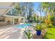 Inviting backyard with a sparkling pool, covered patio and lush landscaping at 9016 Bay Ne St, St Petersburg, FL 33702