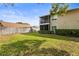 Private backyard featuring a well-maintained lawn, mature trees, and a screened lanai, ideal for relaxation at 12411 Eagleswood Dr # B, Hudson, FL 34667