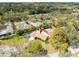 A beautiful aerial view of a single-Gathering home with a pool and spacious backyard at 1830 Oak Forest S Dr, Clearwater, FL 33759