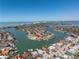 Panoramic aerial view of the waterfront property, located in a coastal community at 351 S Julia Cir, St Pete Beach, FL 33706
