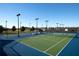 Well-maintained community tennis courts with lighting, benches and ample space for recreation at 9296 Gladsome Dr, Land O Lakes, FL 34637
