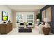 Well-appointed living room with large windows, modern furnishings, and a contemporary entertainment center at 11856 Blue Diamond Trl, Parrish, FL 34219