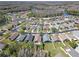 Aerial view of a neighborhood with tree-lined streets and ponds, showcasing a serene and well-planned residential community layout at 1422 Appleton Pl, Wesley Chapel, FL 33543