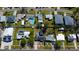 Aerial view displays home on street, and layout of the lot and nearby homes, highlighting the property's location at 210 83Rd N Ave, St Petersburg, FL 33702