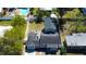 Aerial view of the home showcasing fenced backyard, patio with outdoor seating, and proximity to neighborhood amenities at 210 83Rd N Ave, St Petersburg, FL 33702