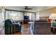 Inviting living area with water views, wood-look floors, and comfortable seating, perfect for entertaining at 3805 Baden Dr, Holiday, FL 34691